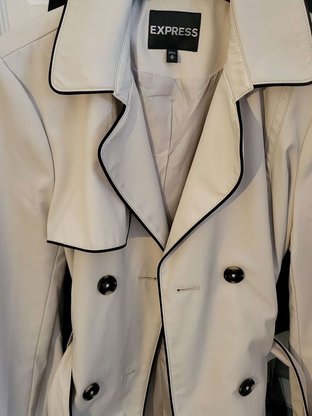 Express Cream Trench Coat with Black Piping